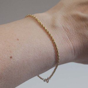New Fine Jewelry Petite 14K Gold Rope Chain Bracelet 7 Inch